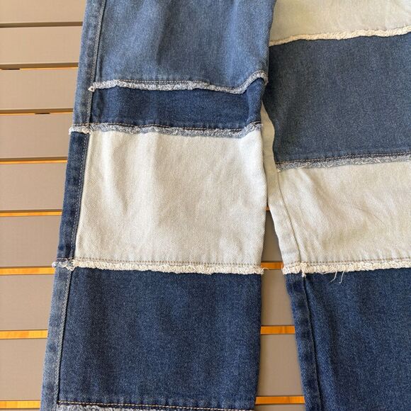 Hollister Jeans Womens 3R (26x27) Blue Patch Work Ultra High Rise Straight Leg - Picture 4 of 8